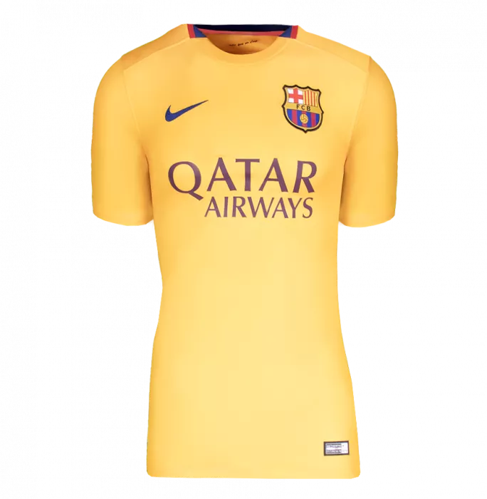 Icons Lionel Messi Official FC Barcelona Back Signed And Framed 2015-16 Away Shirt