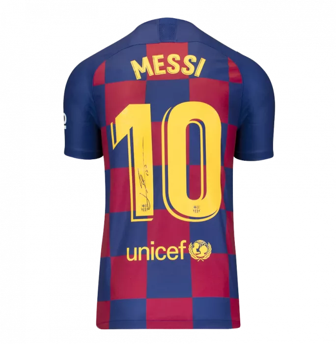 Icons Lionel Messi Official FC Barcelona Back Signed And Framed 2019-20 Home Shirt