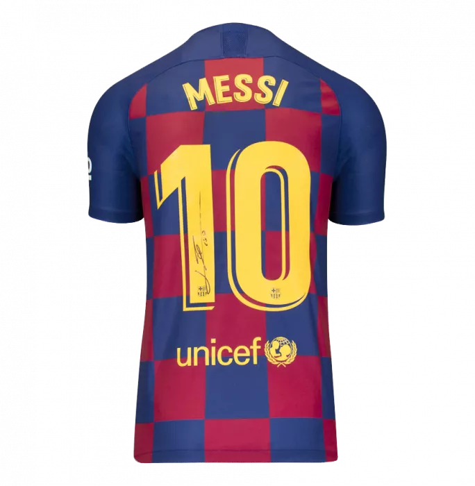 Icons Lionel Messi Official FC Barcelona Back Signed And Framed 2019-20 Home Shirt