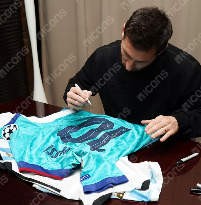 Icons Lionel Messi Official FC Barcelona Back Signed And Framed 2019-20 Third Shirt