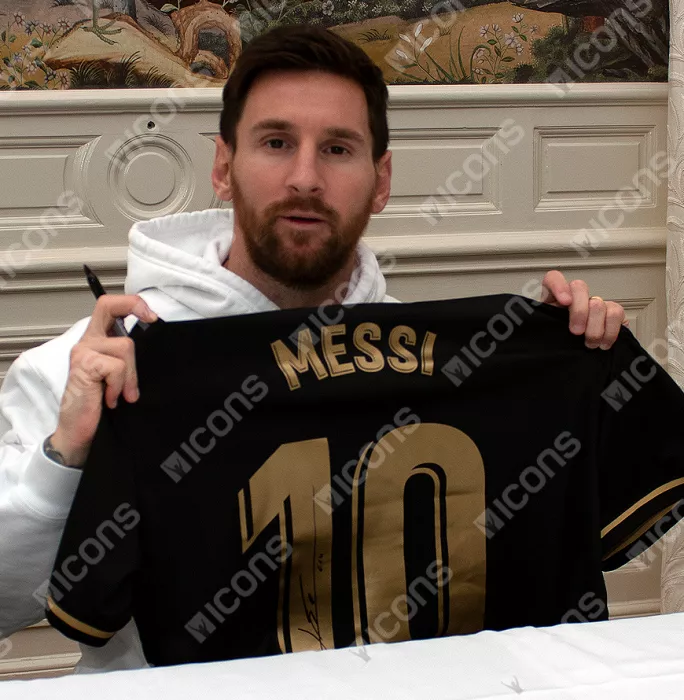 Icons Lionel Messi Official FC Barcelona Back Signed And Framed 2020-21 Away Shirt
