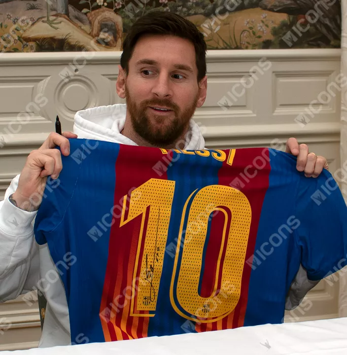 Icons Lionel Messi Official FC Barcelona Back Signed And Framed 2020-21 Home Shirt: El Clasico Limited Edition