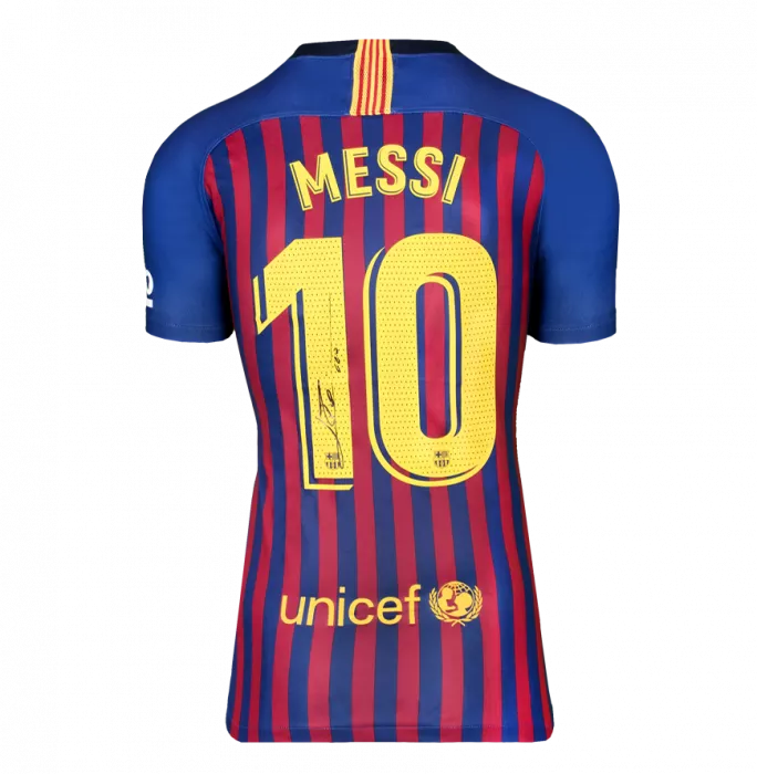 Icons Lionel Messi Official FC Barcelona Back Signed And Framed 2018-19 Home Shirt