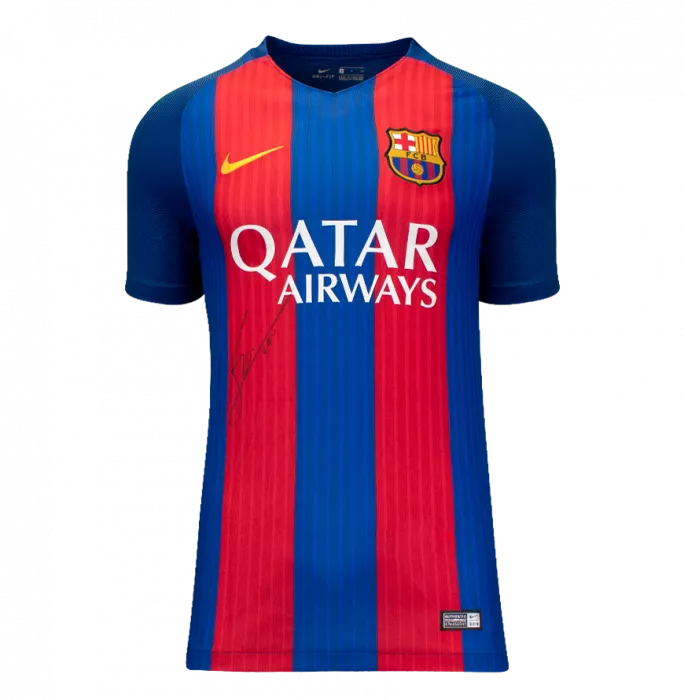 Icons Lionel Messi Official FC Barcelona Front Signed And Framed 2016-17 Home Shirt