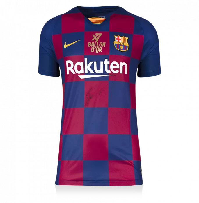 Icons Lionel Messi Official FC Barcelona Front Signed And Framed 2019-20 Home Shirt: 7x Ballon D'Or Winner UCL Edition