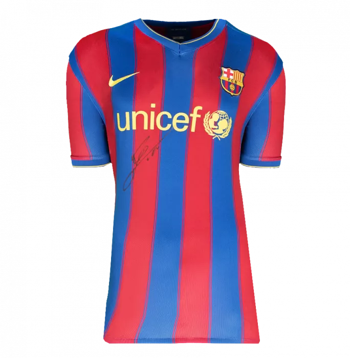 Icons Lionel Messi Official FC Barcelona Front Signed And Framed 2009-10 Home Shirt