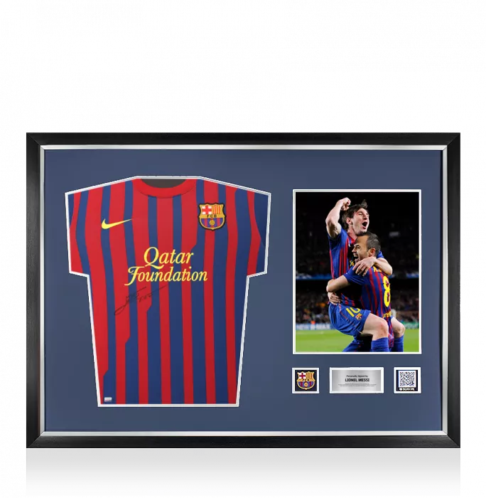 icons Lionel Messi Official FC Barcelona Front Signed and Framed 2011-12 Home Shirt