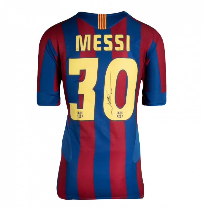 Icons Lionel Messi Official FC Barcelona Official Back Signed And Framed 2005-06 Home Shirt