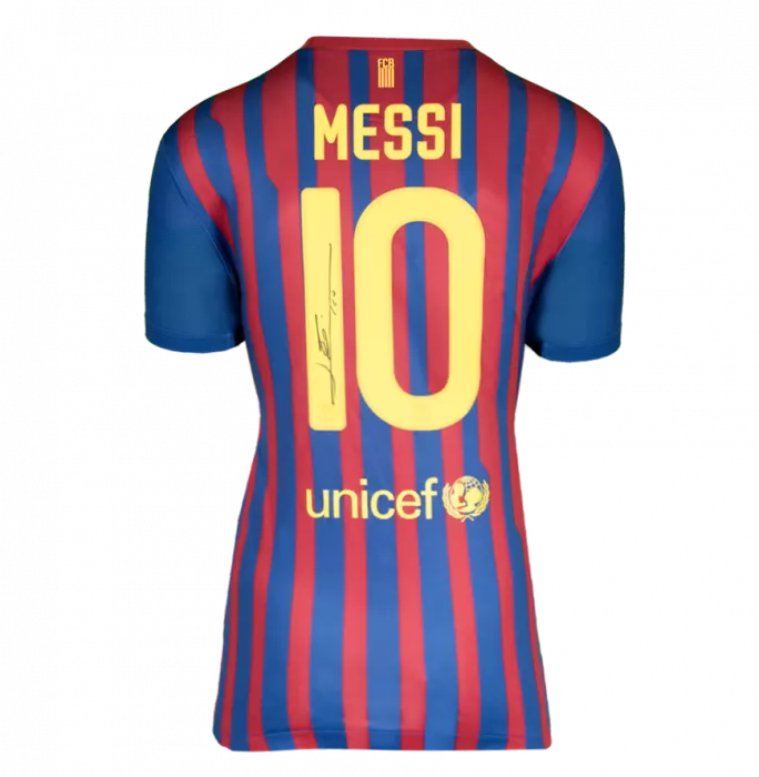Icons Lionel Messi Official FC Barcelona Official Back Signed And Framed 2011-12 Home Shirt