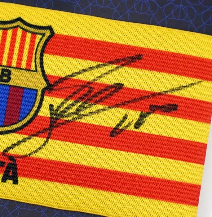 Icons Lionel Messi Official FC Barcelona Signed And Framed Captain's Armband