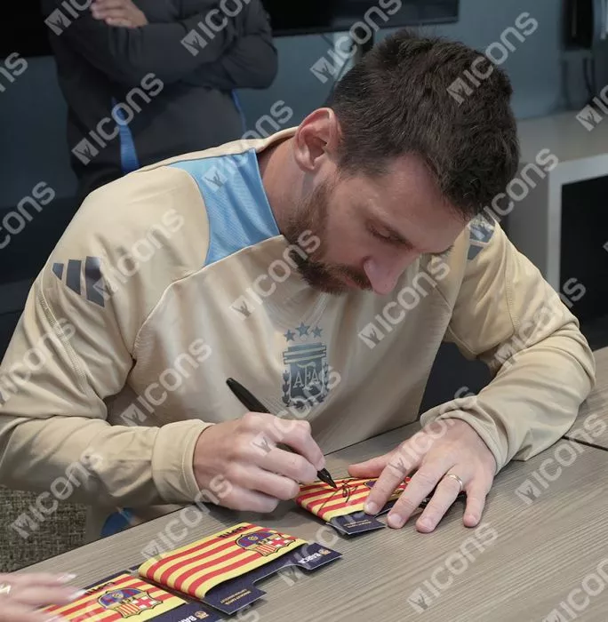 Icons Lionel Messi Official FC Barcelona Signed And Framed Branded Captain's Armband