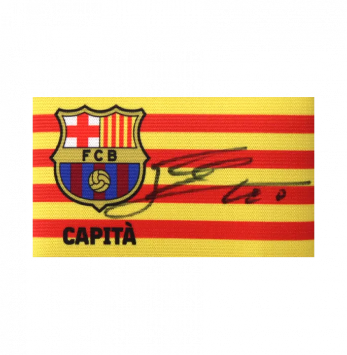 Icons Lionel Messi Official FC Barcelona Signed And Framed Branded Captain's Armband