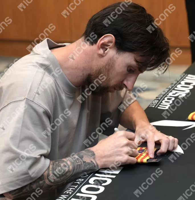 Icons Lionel Messi Official FC Barcelona Signed And Framed Branded Captain's Armband