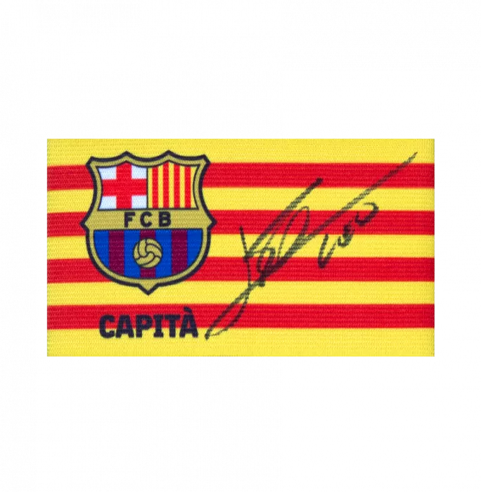 Icons Lionel Messi Official FC Barcelona Signed And Framed Branded Captain's Armband