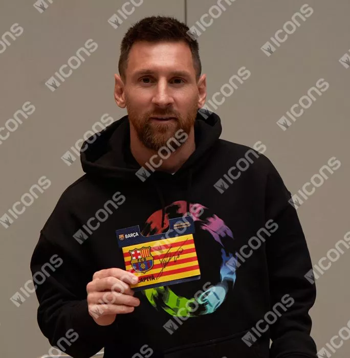 Icons Lionel Messi Official FC Barcelona Signed And Framed Branded Captain's Armband