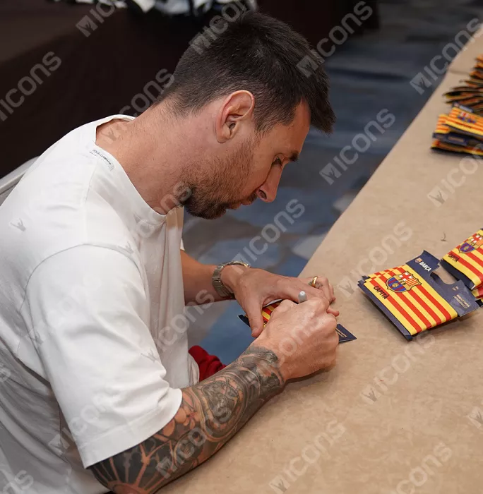 Icons Lionel Messi Official FC Barcelona Signed And Framed Branded Captain's Armband