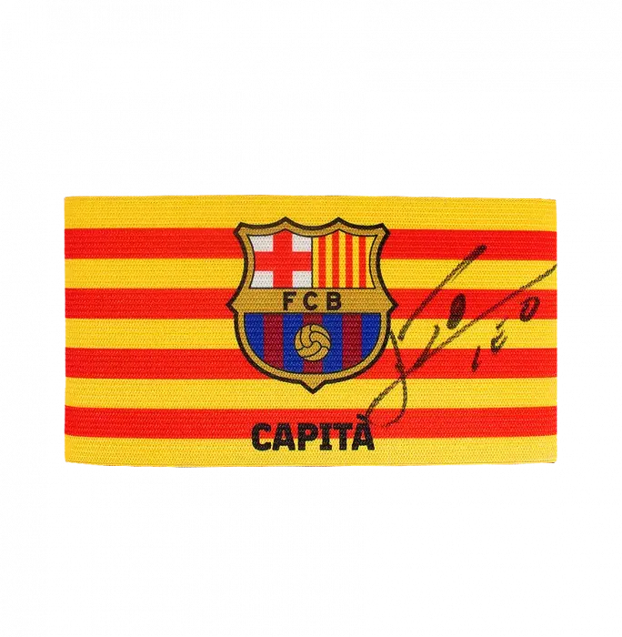 Icons Lionel Messi Official FC Barcelona Signed And Framed Branded Captain's Armband