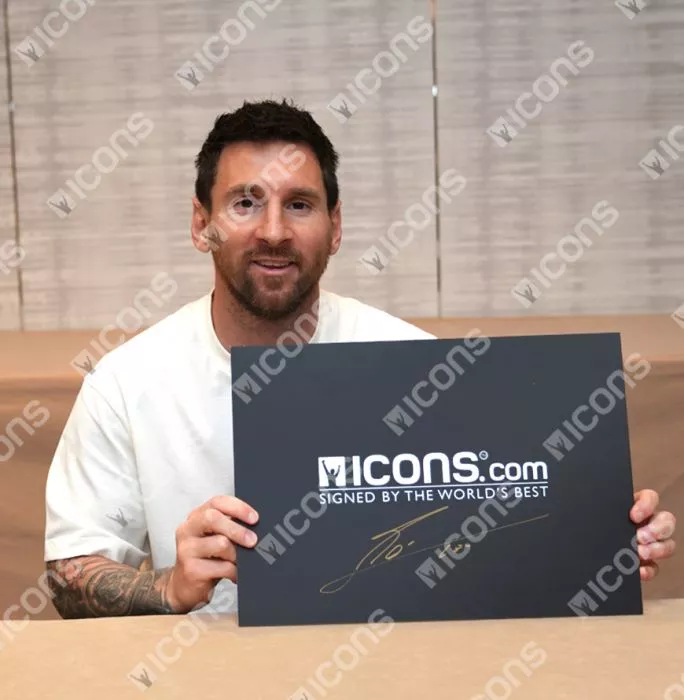 Icons Lionel Messi Official Front Signed Argentina 2022 Home Shirt In Classic Frame