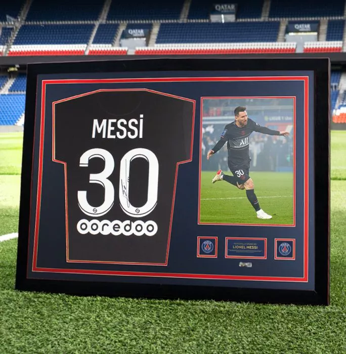 Icons Lionel Messi Official Paris Saint-Germain Back Signed And Framed 2021-22 Third Shirt