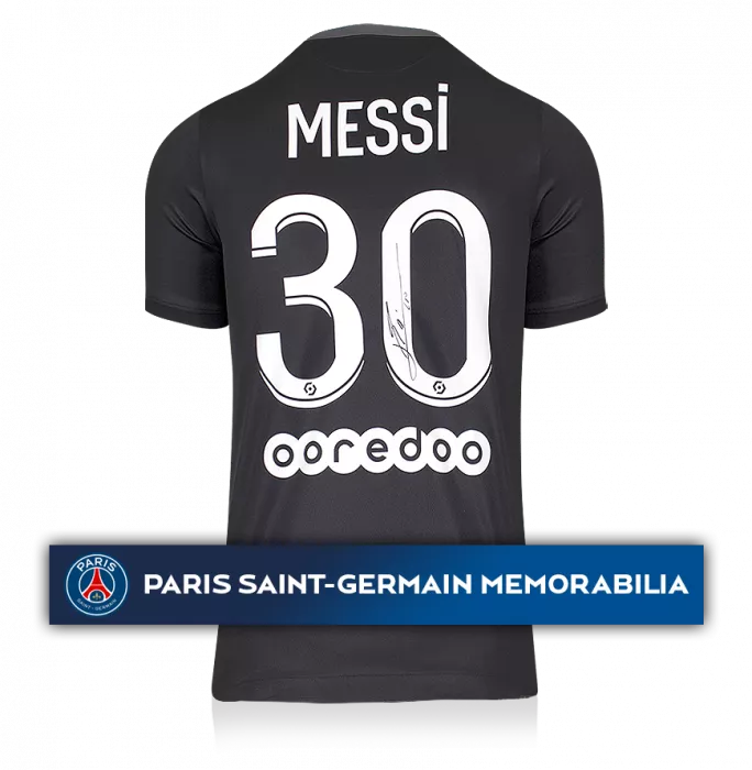 Icons Lionel Messi Official Paris Saint-Germain Back Signed And Framed 2021-22 Third Shirt