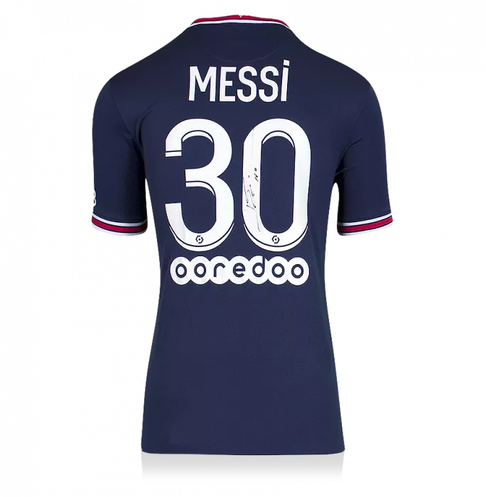 Icons Lionel Messi Official Paris Saint-Germain Back Signed And Framed 2021-22 Home Shirt: Icon Edition