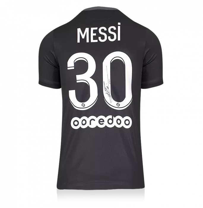 Icons Lionel Messi Official Paris Saint-Germain Back Signed And Framed 2021-22 Third Shirt