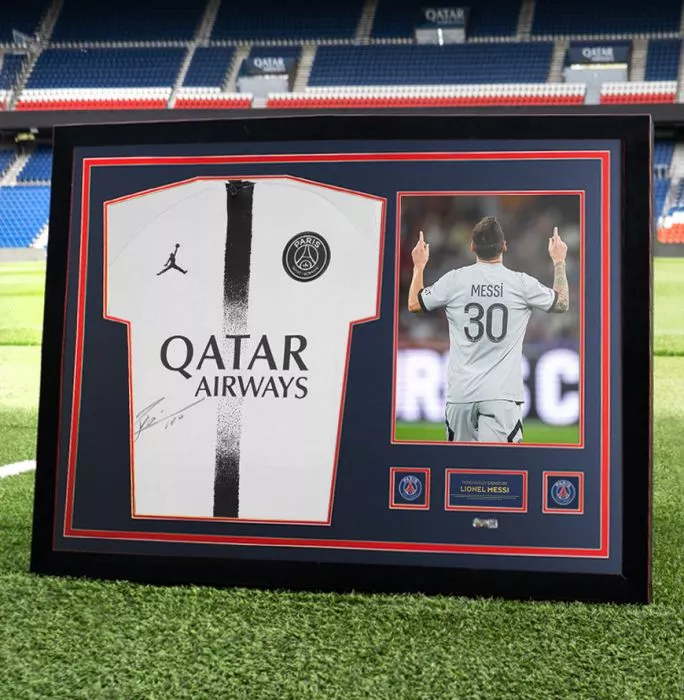 Icons Lionel Messi Official Paris Saint-Germain Front Signed And Framed 2022-23 Away Shirt