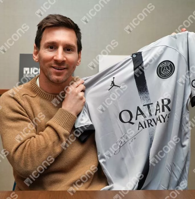 Icons Lionel Messi Official Paris Saint-Germain Front Signed And Framed 2022-23 Away Shirt