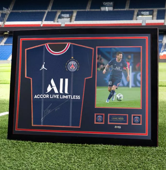 Icons Lionel Messi Official Paris Saint-Germain Front Signed And Framed 2021-22 Home Shirt: Ligue 1 Champions Edition
