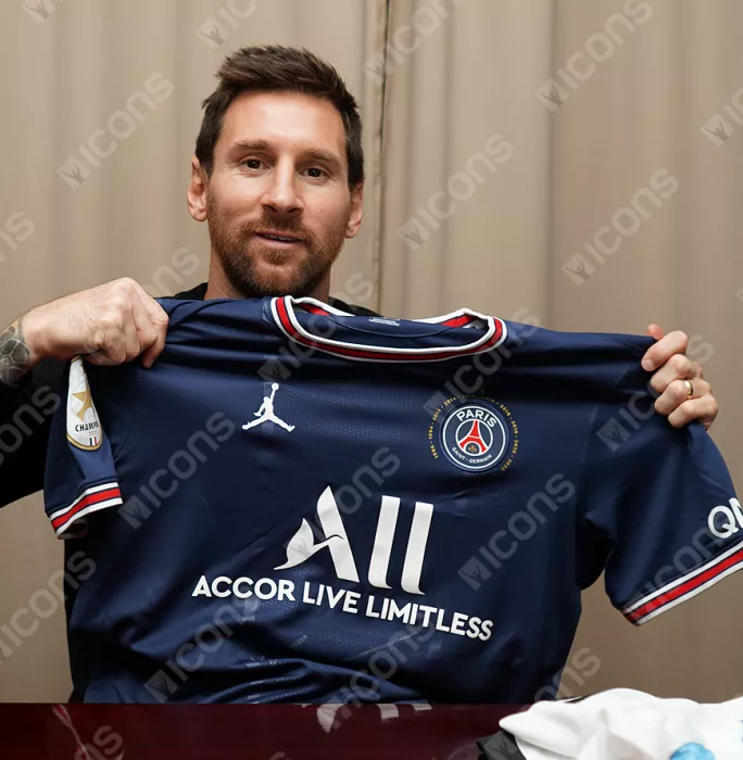 Icons Lionel Messi Official Paris Saint-Germain Front Signed And Framed 2021-22 Home Shirt: Ligue 1 Champions Edition