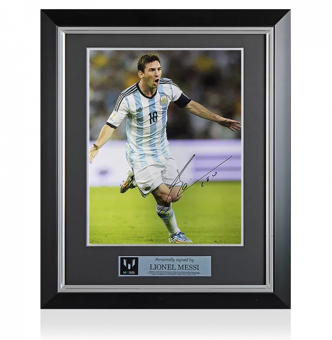 icons Lionel Messi Official Signed and Framed Argentina Photo: Goal vs Bosnia-Herzegovina