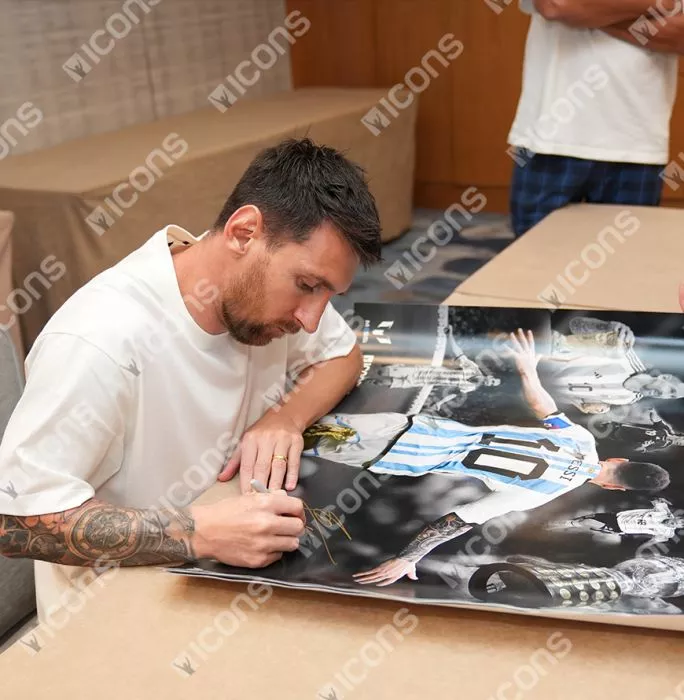 Icons Lionel Messi Official Signed Argentina Montage Print