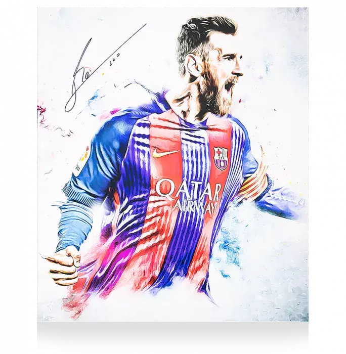 icons Lionel Messi Official Signed FC Barcelona Artwork