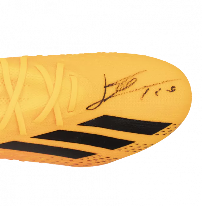 Icons Lionel Messi Official Signed Orange Adidas X Speedportal.1 Boot In Bubble Frame: Option 1
