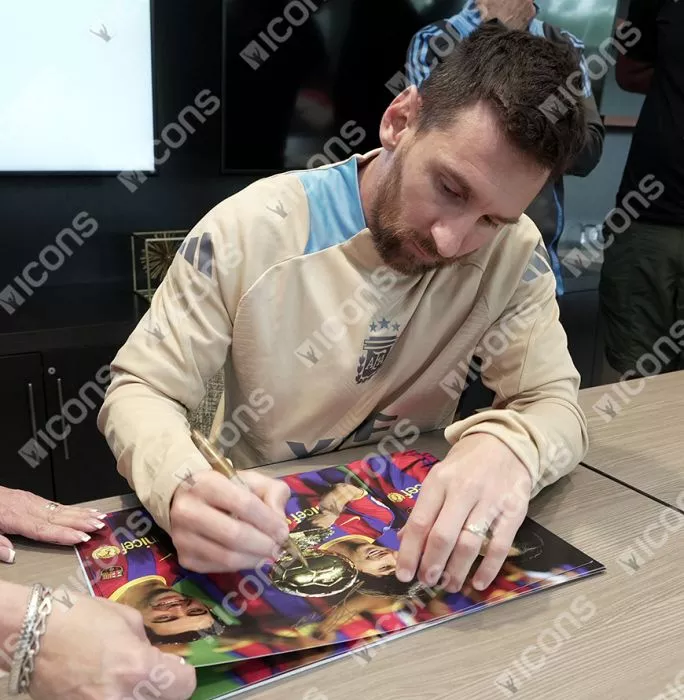 Icons Lionel Messi Official Signed Photo In Black Wooden Frame: 2009 Ballon D'Or Winner