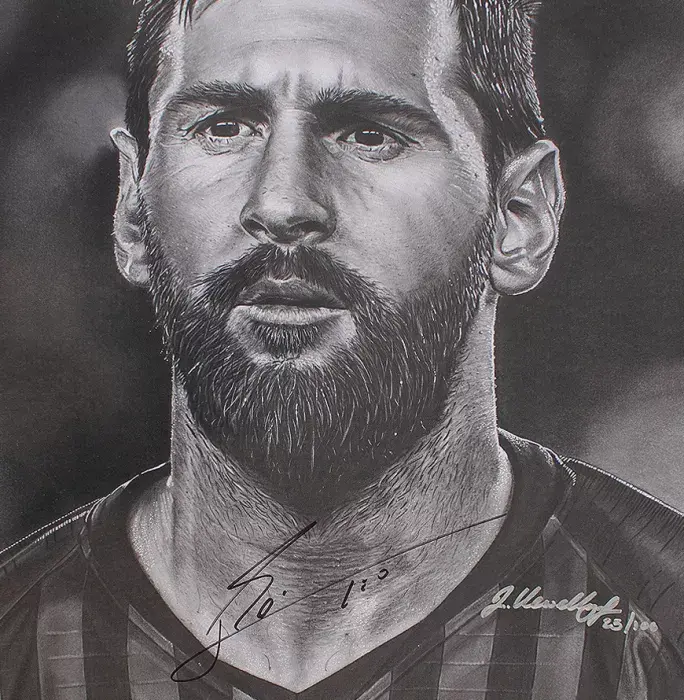 Icons Lionel Messi Official Signed Tribute Artwork In Black Wooden Frame: Barca Legend