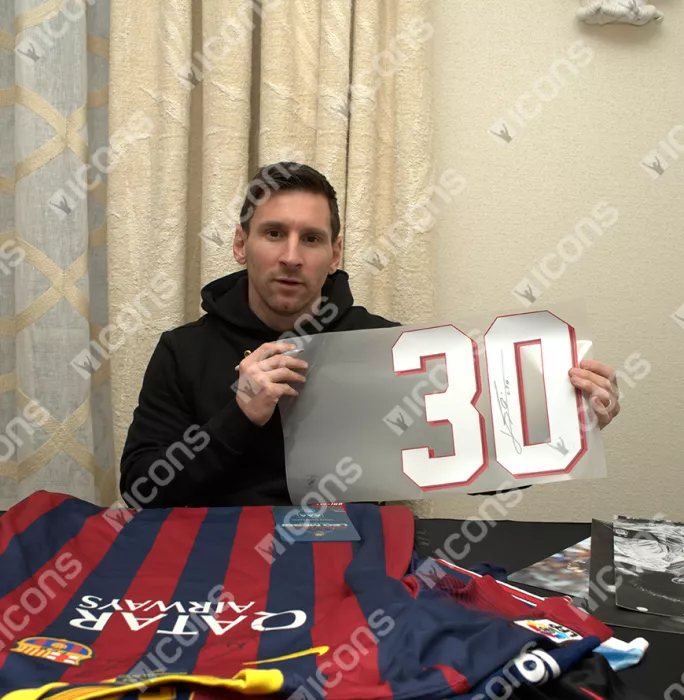 Icons Lionel Messi Official UEFA Champions League Back Signed And Hero Framed Paris Saint - Germain 2021-22 Home Shirt