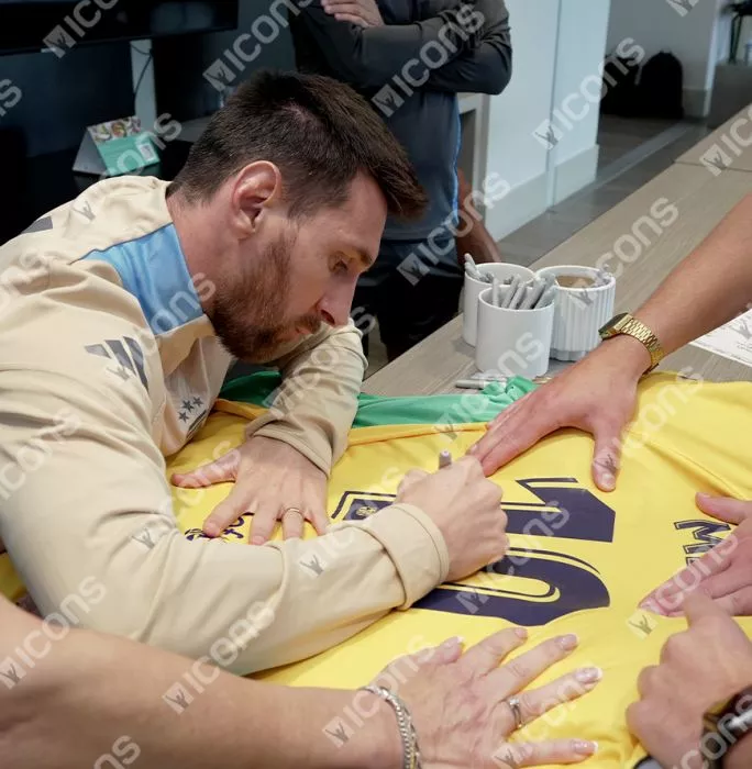 Icons Lionel Messi Official UEFA Champions League Official Back Signed And Hero Framed FC Barcelona 2019-20 Away Shirt