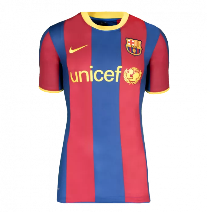 Icons Lionel Messi Official UEFA Champions League Official Back Signed And Framed FC Barcelona 2010-11 Home Shirt