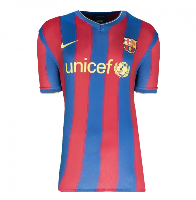 Icons Lionel Messi Official UEFA Champions League Official Back Signed And Framed FC Barcelona 2009-10 Home Shirt
