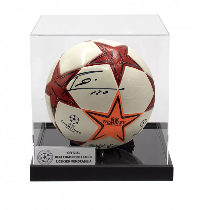 icons Lionel Messi Official UEFA Champions League Signed 2011 UEFA Champions League Final Football In Acrylic Case