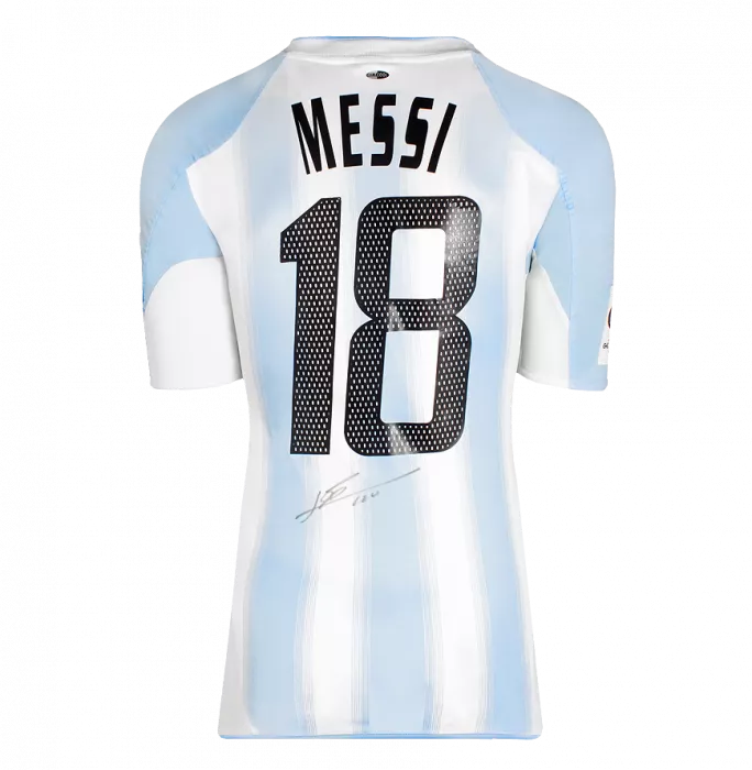 Icons Lionel Messi Signed 2004-05 Argentina Home & Away Shirts In Classic Dual Frame: Argentina Debut Season Edition