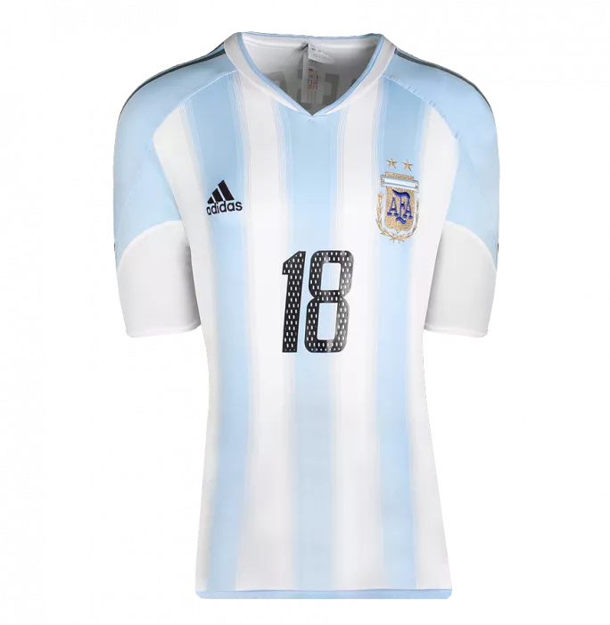Icons Lionel Messi Signed 2004-05 Argentina Home & Away Shirts In Classic Dual Frame: Argentina Debut Season Edition
