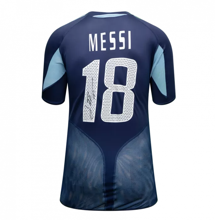 Icons Lionel Messi Signed 2004-05 Argentina Home & Away Shirts In Classic Dual Frame: Argentina Debut Season Edition