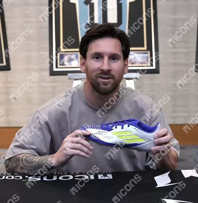Icons Lionel Messi Signed Adidas F50 X Boot In Bubble Frame: Option 1