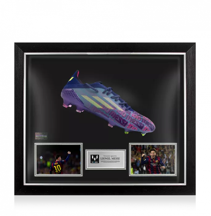 icons Lionel Messi Signed Adidas 'Messi 100' Boot In Bubble Frame: Option 1