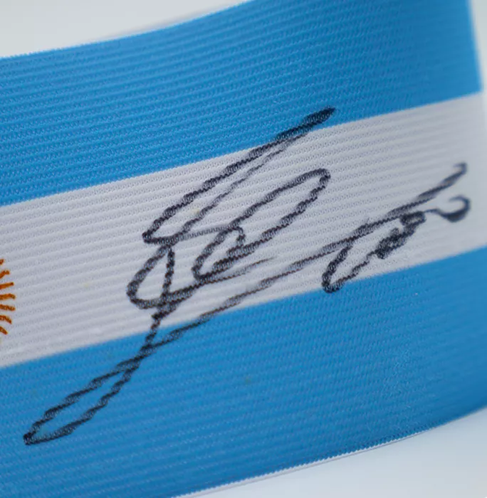 Icons Lionel Messi Signed And Framed Argentina Captain's Armband
