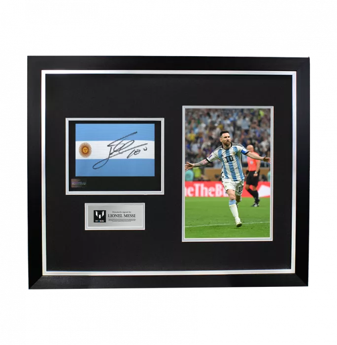 icons Lionel Messi Signed and Framed Argentina Captain's Armband