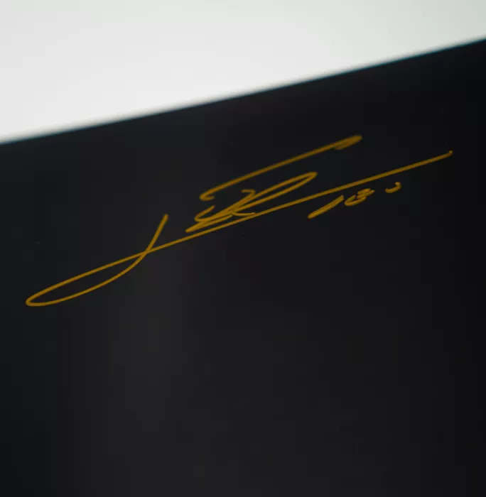 Icons Lionel Messi Signed Argentina Photo In Black Wooden Frame: 2022 FIFA World Cup Winner