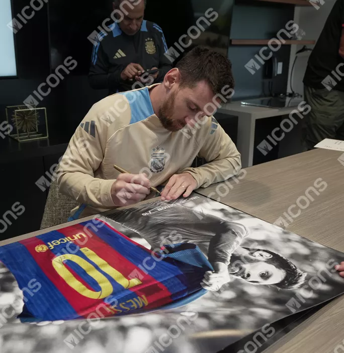 Icons Lionel Messi Signed FC Barcelona El Clasico Poster - Limited Edition